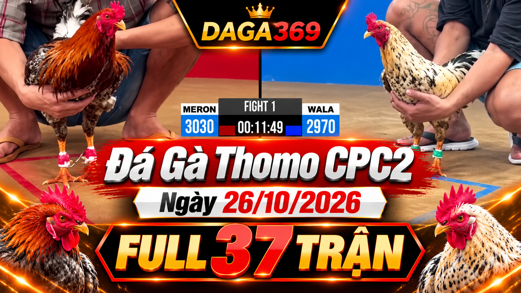 Đá Gà Thomo CPC2 Ngày 26/10/2026 – Full 37 Trận | DAGA369